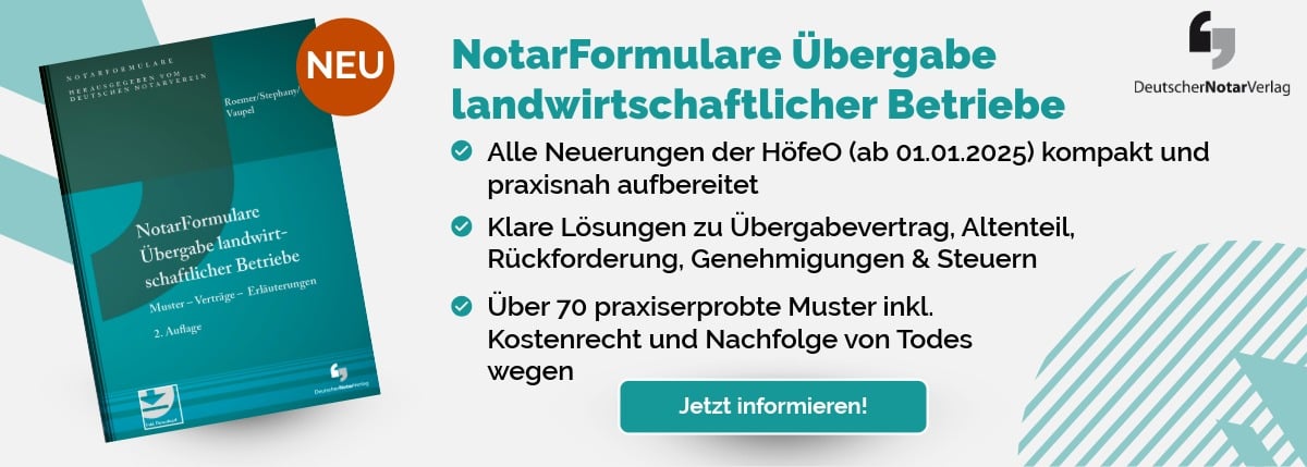 NotarFormulare Übergabe landwirtschaftlicher Betriebe