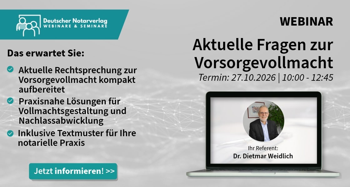 Aktuelle Fragen zur Vorsorgevollmacht (27.10.2026)
